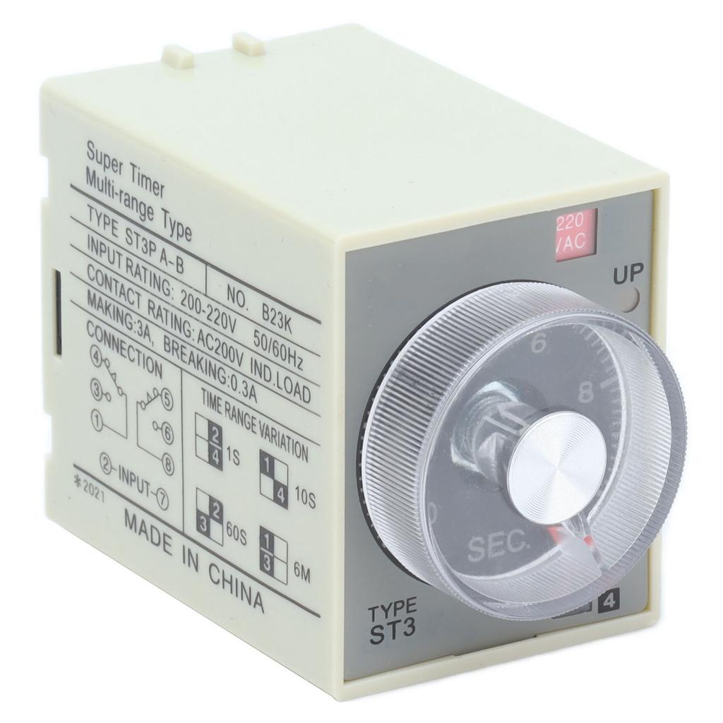 BERM Time Relay Adjustable Power On Timer Delay Accessory Replacement Part ST3PAB(AC220V )
