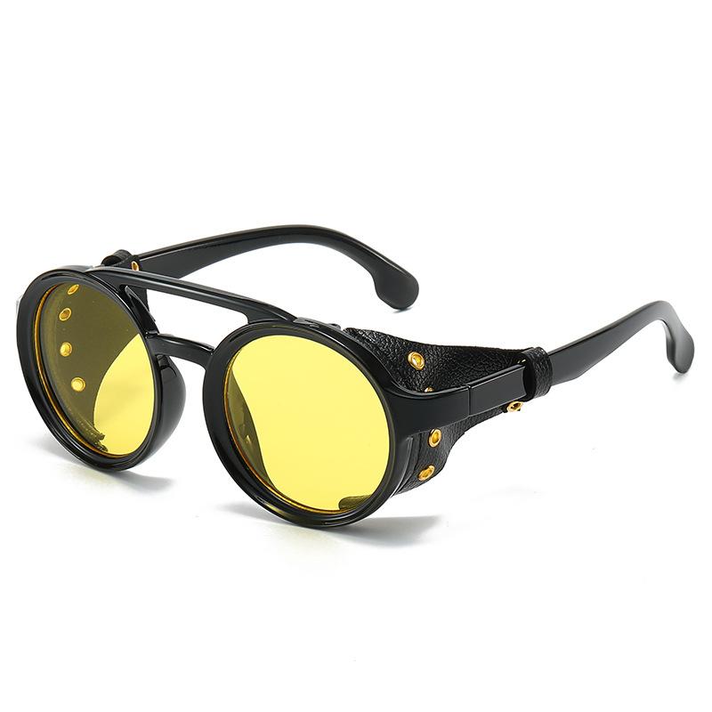 New Retro Sunglasses Men Women Vintage Round Leather Driving Goggles Anti Wind UV400 Protection Sports Eyewear