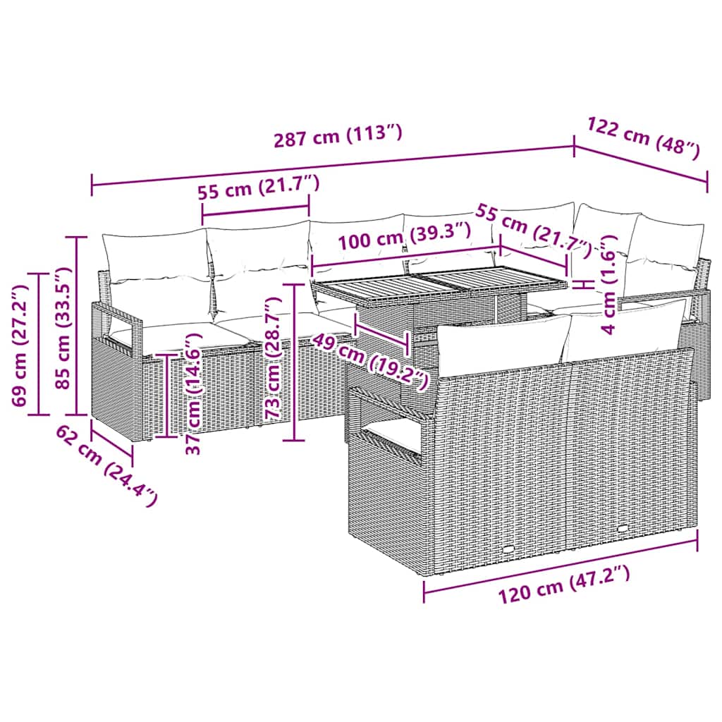 Garden Sofa Set with Storage 9 pcs Black Poly Rattan