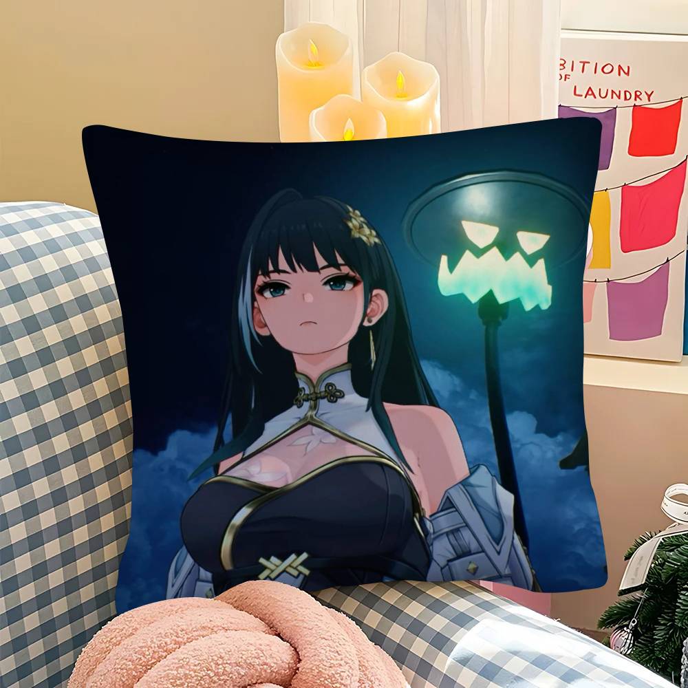 1pc Wuthering Waves Game Baizhi Pillow Case Fashion Square Pillowcase Bedroom Sofa Room Ins Decoration Leisure