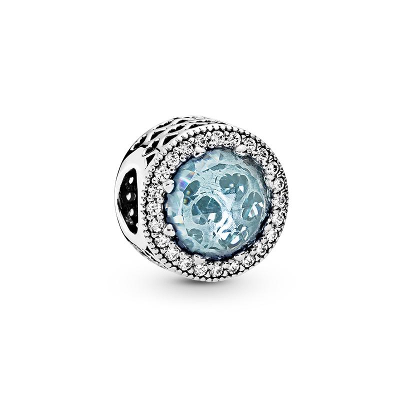 Pandora Glacier Blue Shining Heart 925 Silver Pendant Women s Silver 791725NGL925