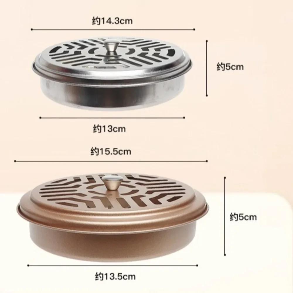 Stainless Steel Mosquito Incense Box with Lid Hollow Design Mosquito Coil Holder Indoor Outdoor Fireproof Mosquito Incense Tray