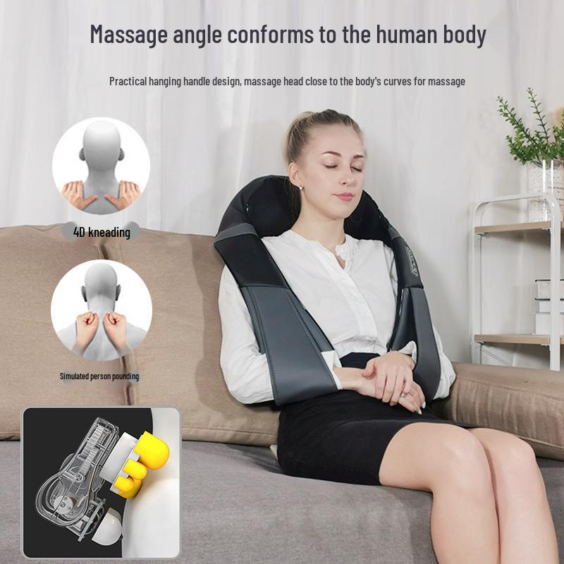Portable Neck and Lumbar Heated Kneading Massager for Home and Car
