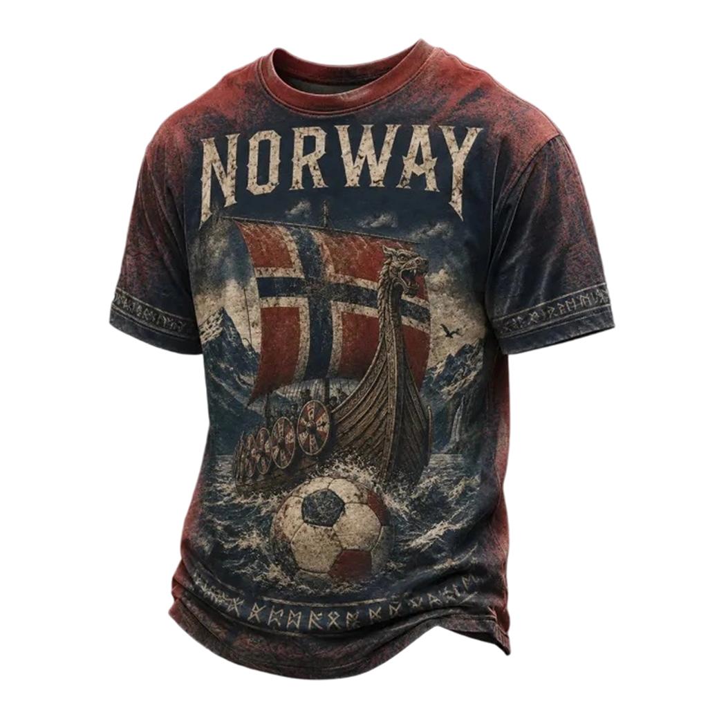 Herren Freizeit T-Shirt mit Print, Kurzarm, Leicht, Atmungsaktiv, Rundhals, Für den Alltag