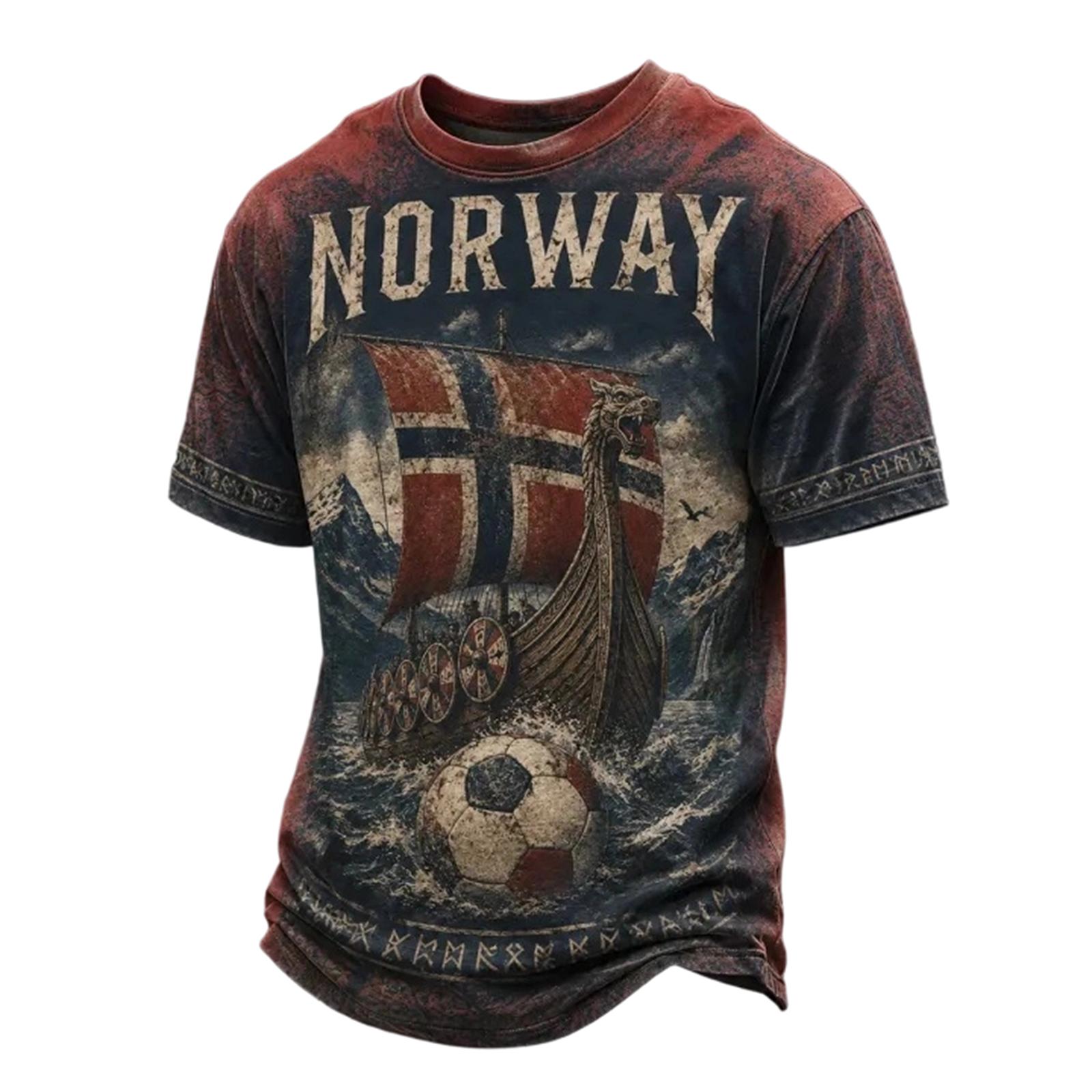 Men s Casual Printed Short Sleeve T-Shirt, Lightweight Breathable Round Neck Tee for Everyday Wear XXXL