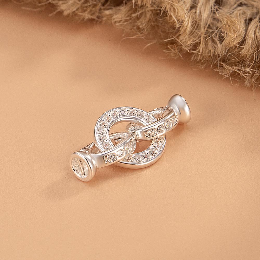 18K Gold-Plated 925 Sterling Silver Universal O-Ring Clasp with Inlaid Zircon for DIY Jewelry