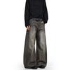 American vintage washed old jeans men's trendy brand loose straight cleanfit high street ruffian handsome wide-leg trousers
