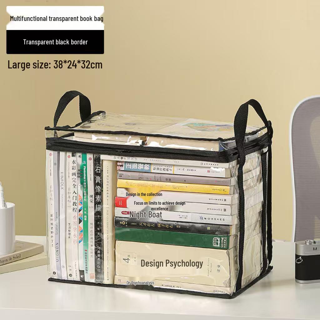 Dustproof Transparent Large Capacity Book Storage Box for Home & Classroom Use