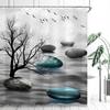 Spa Modern Shower Curtain Black White Blue Abstract Shower Curtain Set for Bathroom Tree Stone Men Waterproof Bathtub Curtain