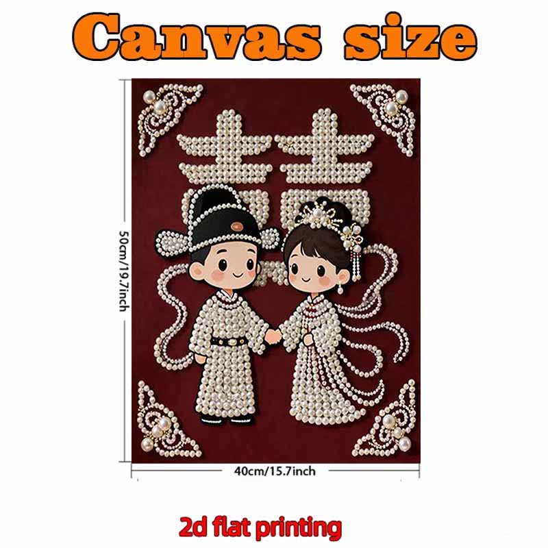 Pearl Tie The Knot DIY Diamond Art Kits 15.7x19.6inch Gem Art Diamond Painting Kits Without Frame for Adults Gift Idea Home Wall Decor