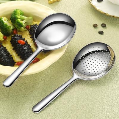 304 Stainless Steel Large Soup Spoon Rust-proof Food Grade Communal Spoon Simple Deepen Big Colander Restaurants