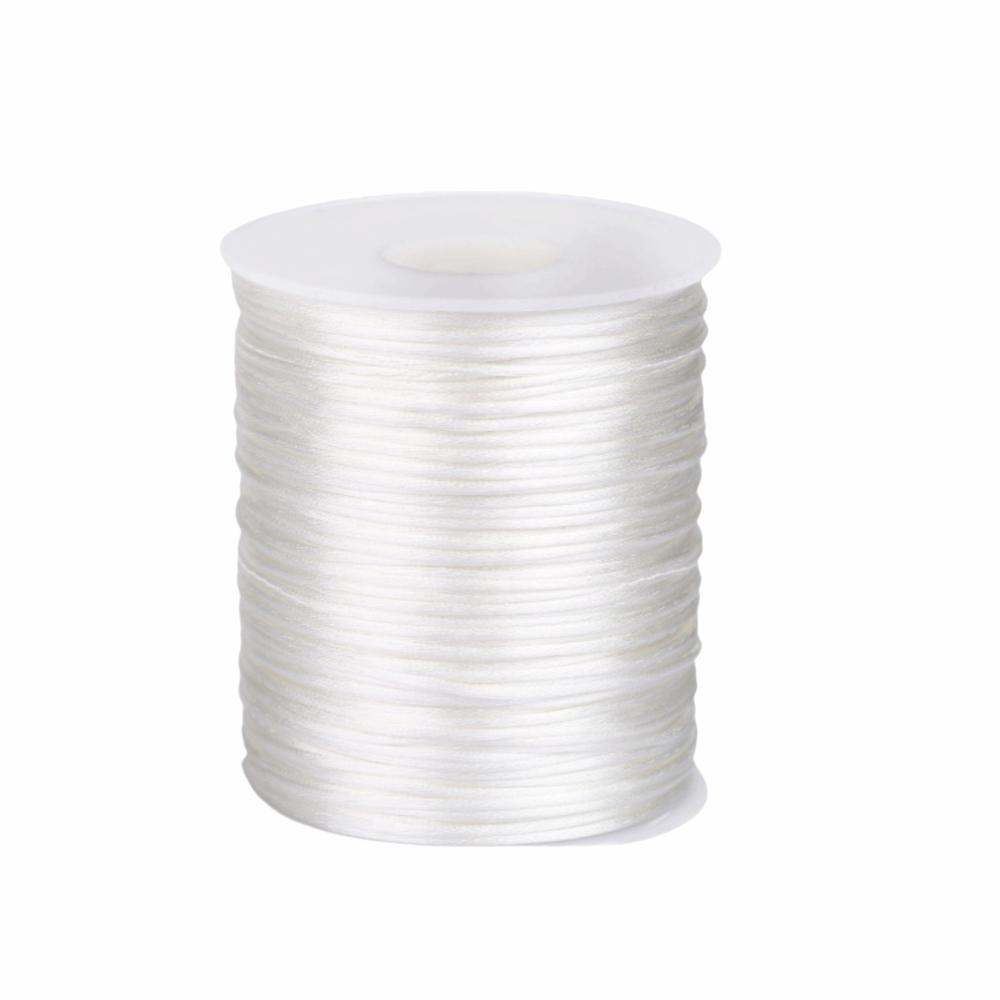 

100m Silky Trim Satin Rattail Cord Solid Color Silk Rope Craft String Braided Cord Jewelry Making белый