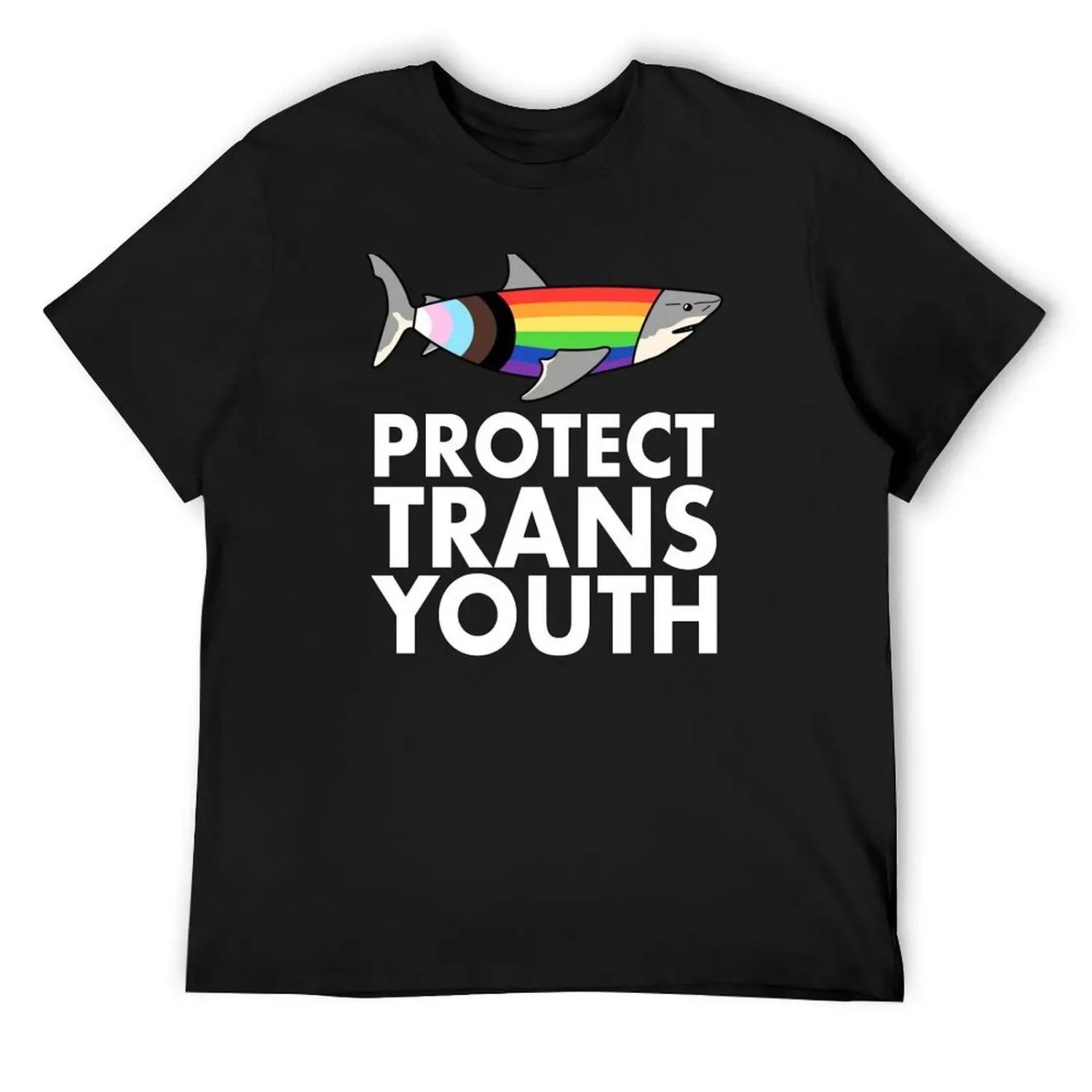 Progress Shark - Защитите транс-молодежь Футболка больших размеров одежда футболки с баскетбольной графикой винтажная футболка мужская XXXXXL чёрный