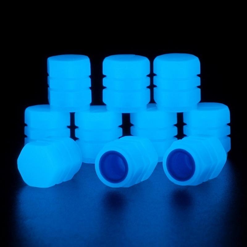 Svítící víčka ventilků Pneumatiky pro auto Fluorescenční dekor ventilku pneumatiky Svítící víčko Noční svícení Krytky ventilků náboje kola