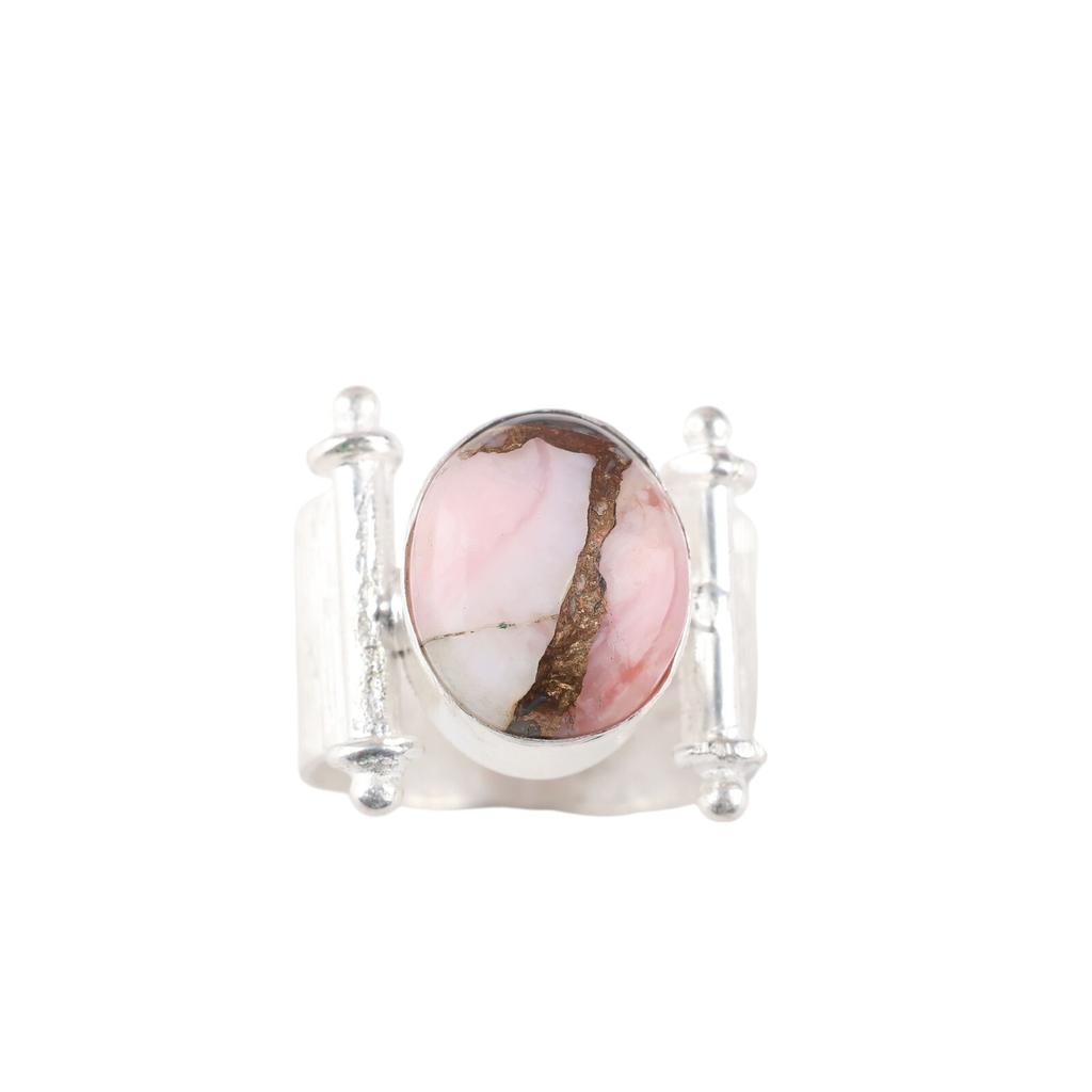 Natural Pink Opal Turquoise Gemstone 925 Sterling Silver Jewelry Handmade Ring RR-22-34