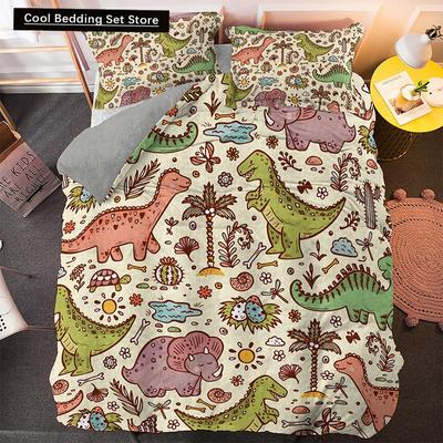 Cartoon Dinosaurier Bettwäsche Set Twin Queen King Tier Bettdecke Steppdecke Bezug Kissenbezug Jurassic World 2/3tlg. Polyester Bettbezug