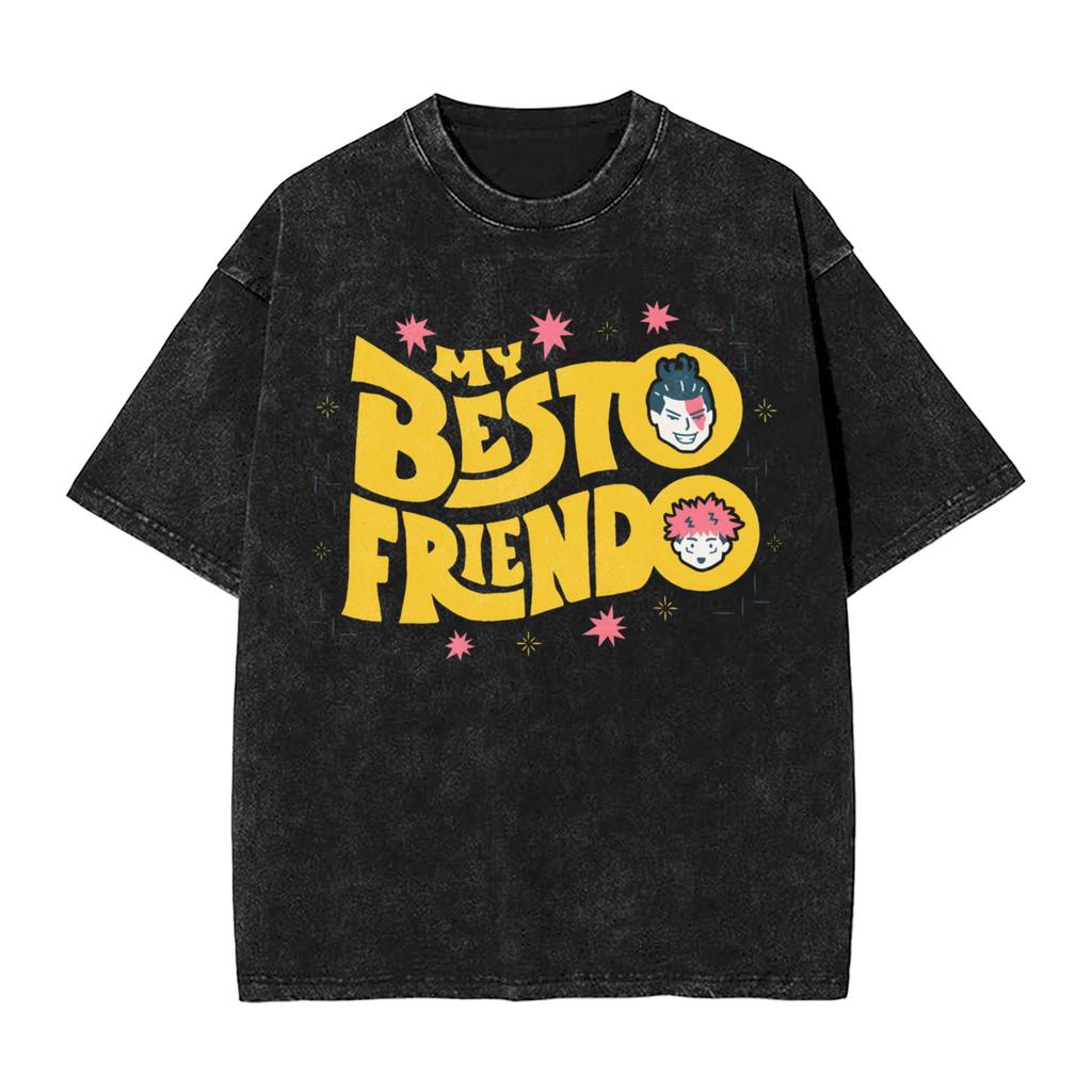 My Besto Friendo Yuji Todo J-Jujutsu K-Kaisen Washed T Shirts Streetwear Hip Hop T-Shirts Anime Tee Shirt Men Women Cotton