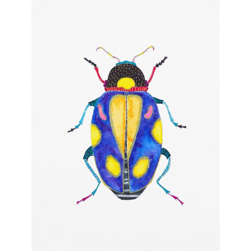 Aquarell Käfer Marienkäfer Poster Druck Buntes Insekt Leinwand Malerei Natur Wandkunst Bild Kinderzimmer Heimdekor