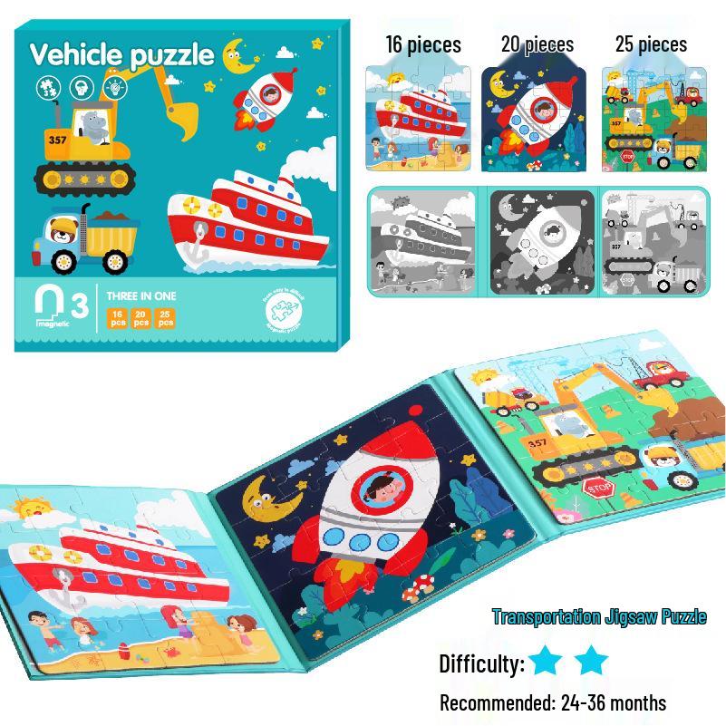 

Kids Magnetic Animal & Transport Jigsaw Puzzle - Early Childhood Educational Toy