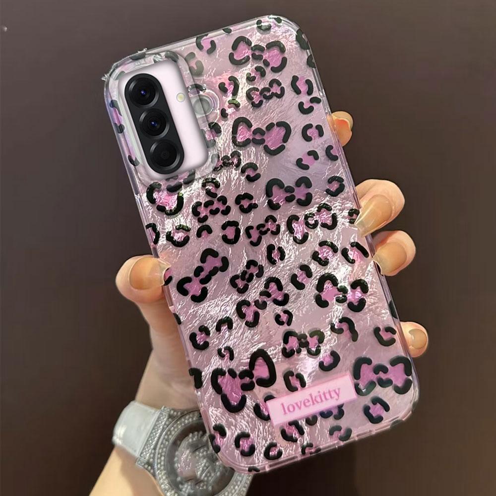 Retro Pink Leopard Glacier Texture Phone Case for Samsung Galaxy A55 A56 A36 A26 A16 A53 A06 A14 A24 A34 A54 A15 A25 A35 Cover