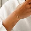 EManco Bracelet Gold Plated Cable Chain Single Pearl Charm Trendy Women Daily Party Fashion Jewelry Gift