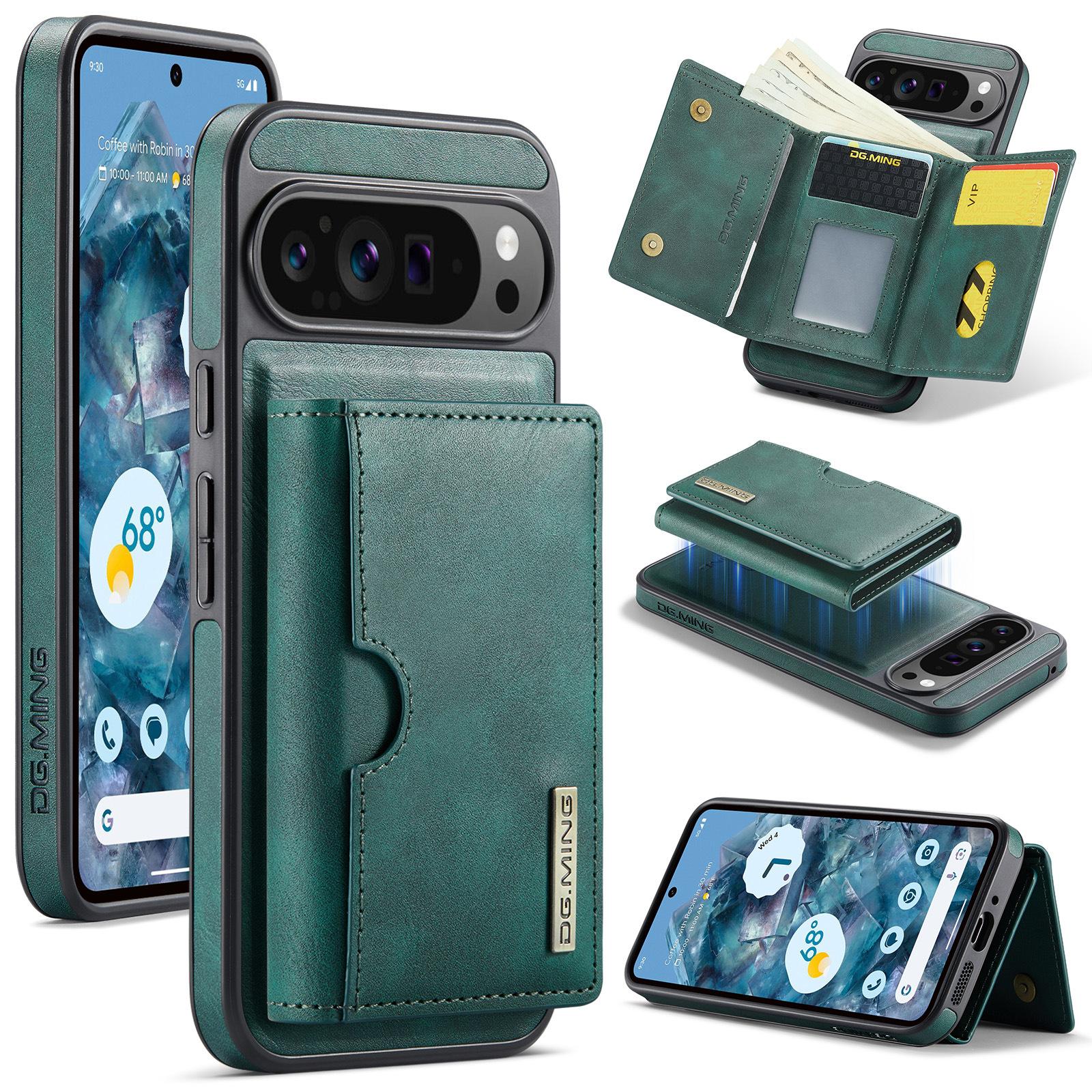 

Pixel 10 Pro Auto Leather Phone Case for Google Pixel 9 Pro XL 8 Magnetic Detachable RFID Blocking Card Slot Wallet Stand Cover Google Pixel 10 Pro XL зелёный