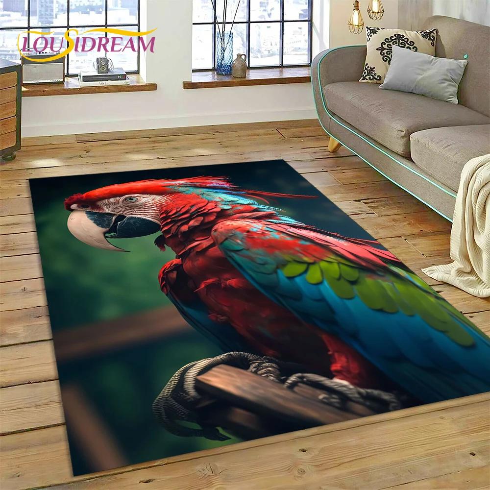Colorful Parrot Macaw Budgerigar Bird Carpet Rug for Home Living Room Bedroom Sofa Doormat Decor,kid Area Rug Non-slip Floor Mat