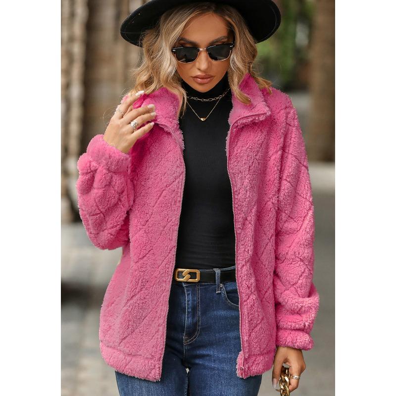 

Осеннее и зимнее женское пальто, кардиган с длинным рукавом, плюшевая куртка с застежкой-молнией и бриллиантами XXL розы красного