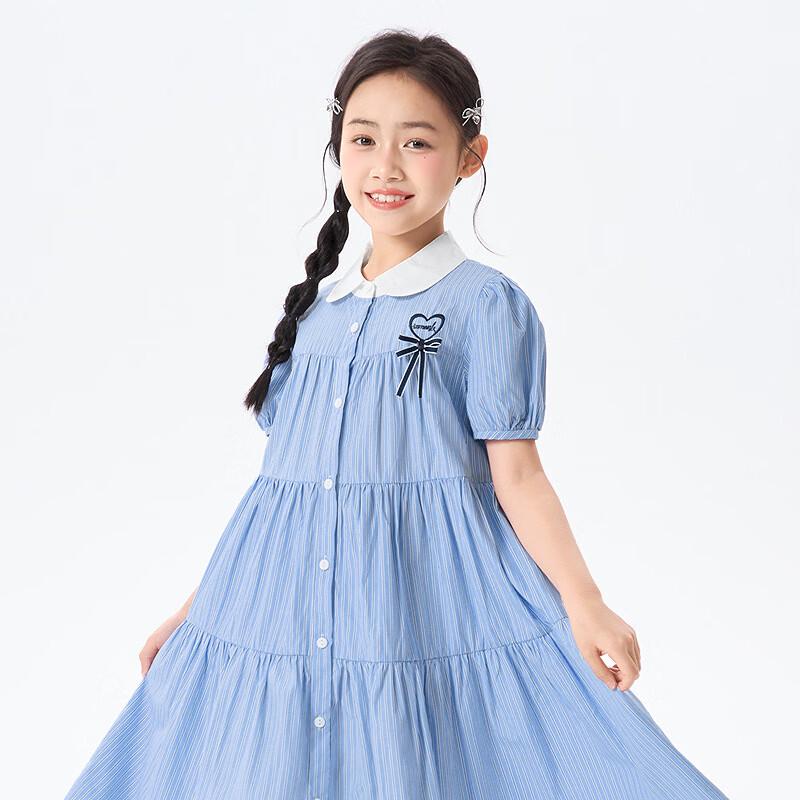 Girls  Academy Style Doll Collar Bubble Sleeve Dress 150