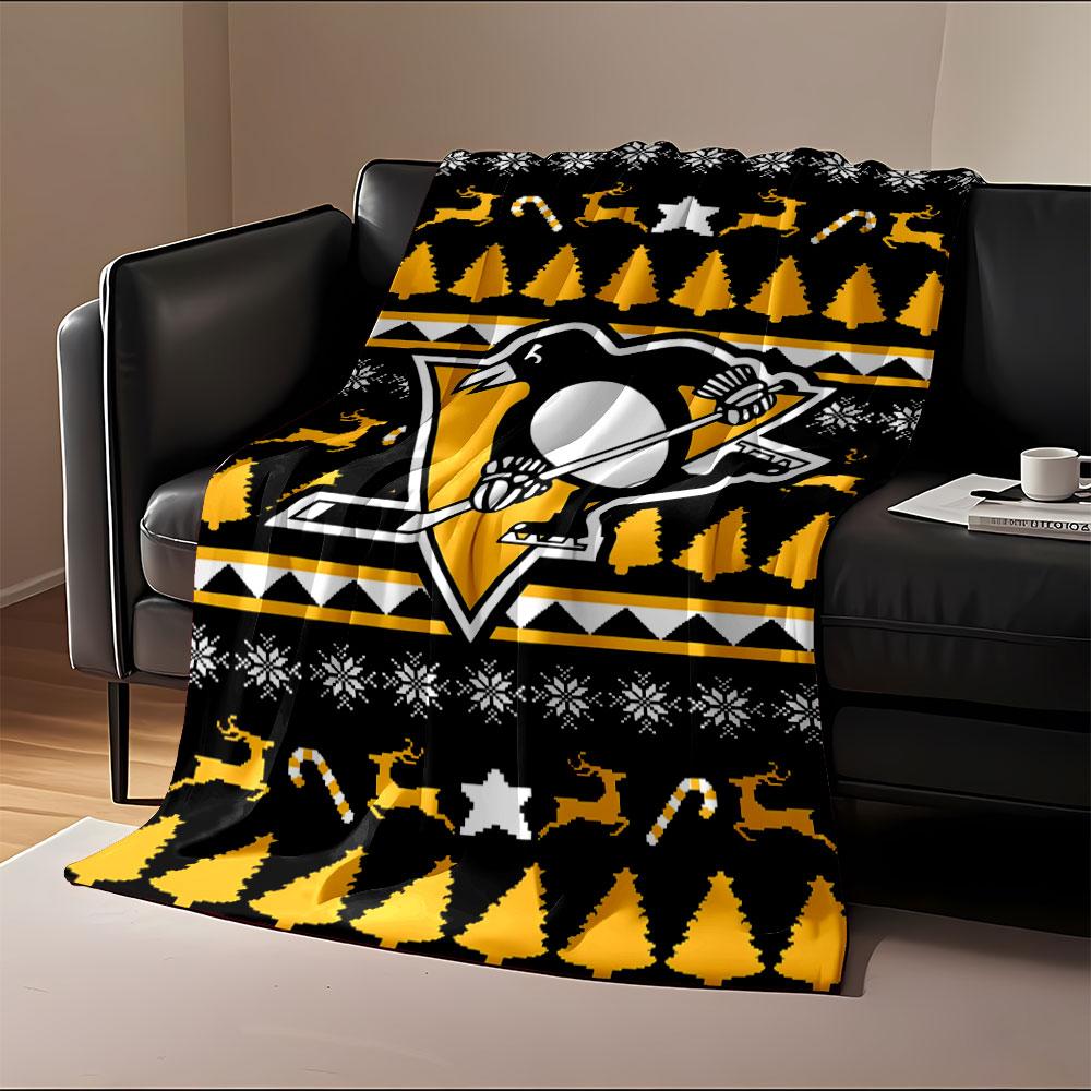 Penguin Hockey Winter Blanket Design print blanket soft and cozy perfect for the living room bed sofa or a nap,gift