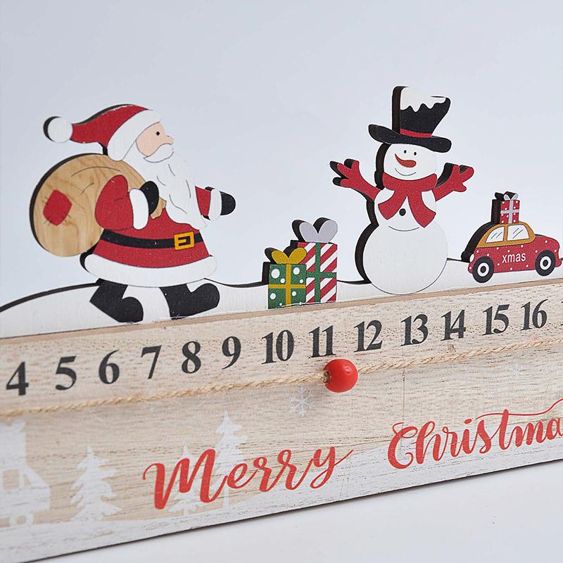 1PC Wooden Ornaments Countdown Gifts Christmas Festival Mobile Practical Painted Decorations Calendar