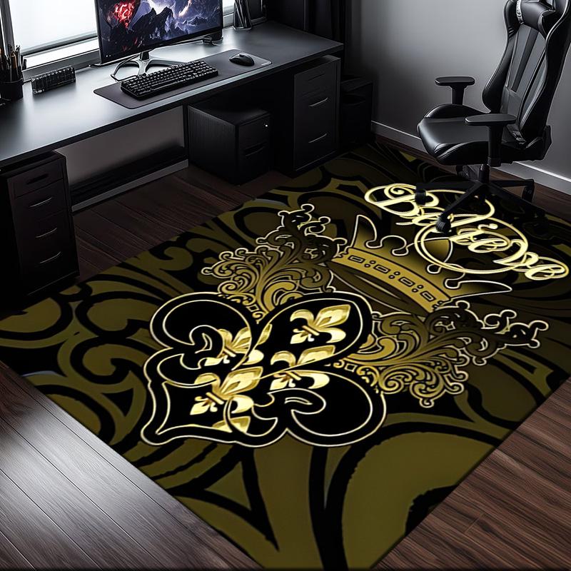 Orleans Saints Logo Rug Office Carpet Non-Slip Mat, Chair Rug Floor Covering for Gaming, Bedroom, Living Room , Home Decor Christmas Gift