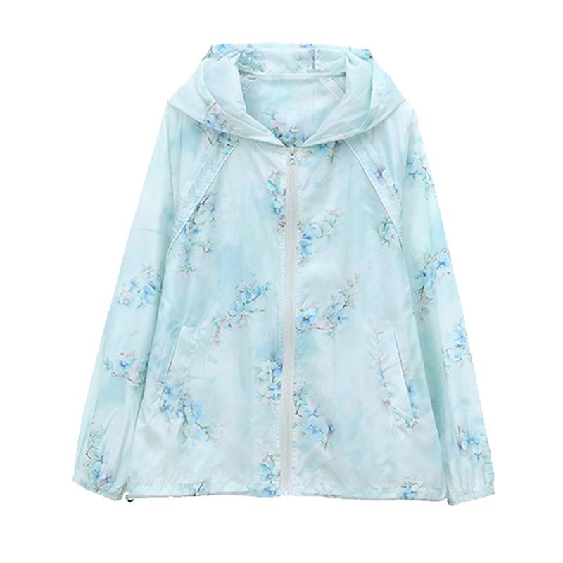 2025 Women's Lightweight Hooded Sun Protection Jacket - Spring/Summer Breathable, Casual, Printed Outerwear