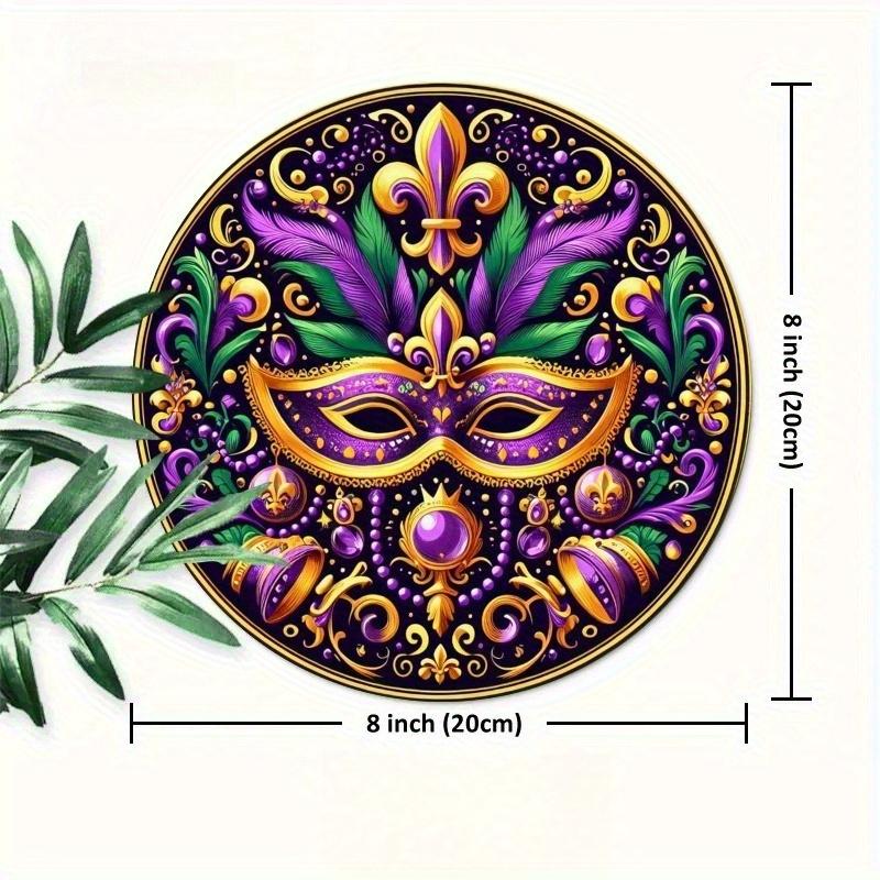 2d Flat 20*20cm Carnival Mask Theme Decoration, Happy Carnival Wooden Brand, Country Style Wooden Brand Murals Are Perfect for Bars, Home Decoration
