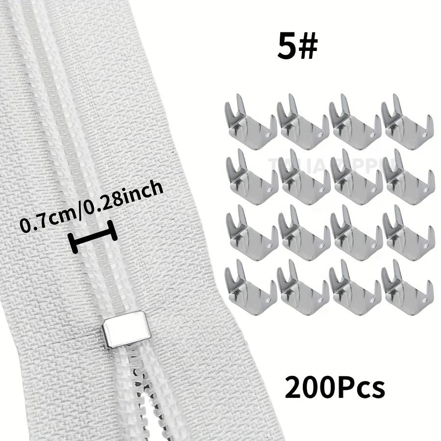 200 Pc Zipper Repair Kit #3 #5 #8, Silver and White Detachable Sliders, Stop Clips and Replacement Pulls for Coats Luggage Boxes