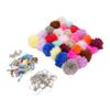 30 Set Puff Ball Keychain Accessories with Tassels Keyrings Open Rings Multicolor Faux Rabbit Fur