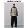 UR Men's Sporty Plaid Patchwork Hooded Jacket