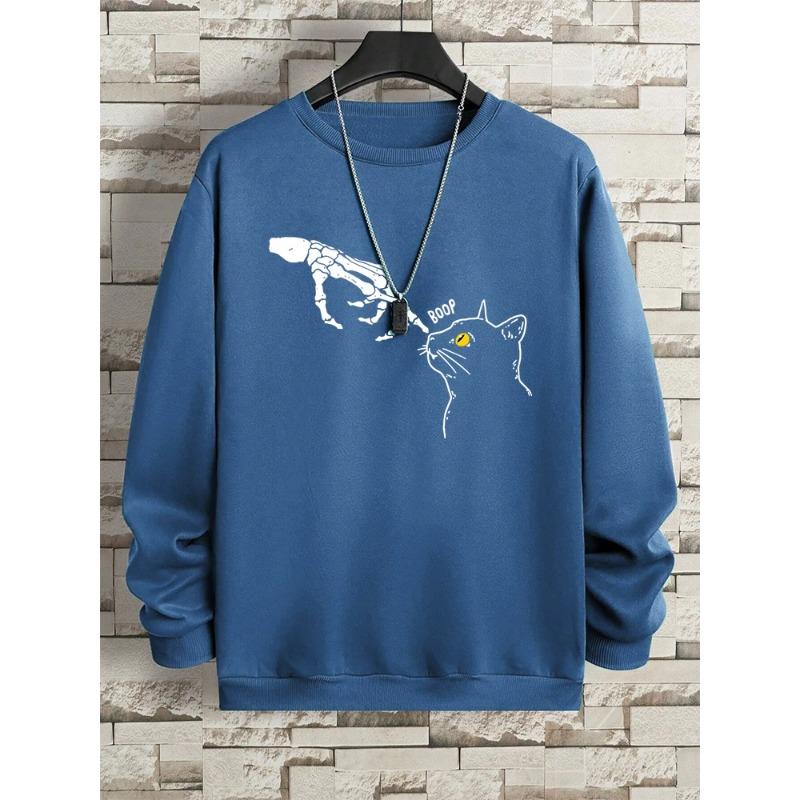 Смешной толстовка с изображением кошачьего носа и пальцев мужская флисовая толстовка с капюшоном в стиле хип-хоп мягкая повседневная одежда больших размеров модные пуловеры и длинные рукава для мужчин S 1649₽