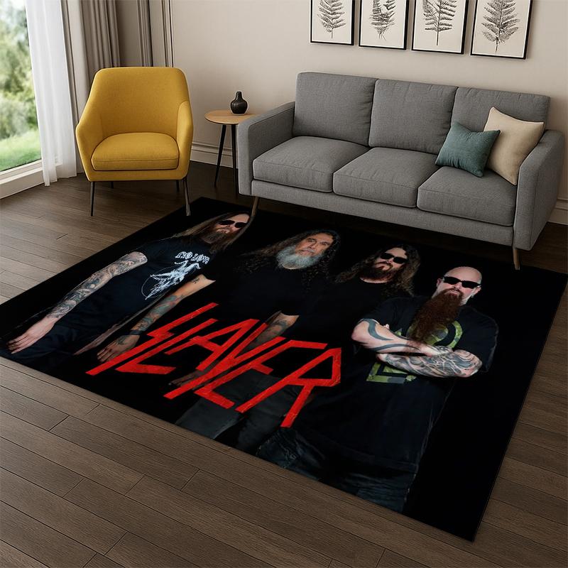 Tappeto Tappetino Retro Slayer Heavy Metal Rcck Band Segno per Camera da Letto Soggiorno Divano Zerbino Decorazioni per la Casa, Tappeto per Area Giochi Bambini Antiscivolo