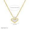 18K Gold Plated White Shell Heart Pendant Necklace, Dainty CZ Love Charm Necklace for Women, Minimalist Jewelry