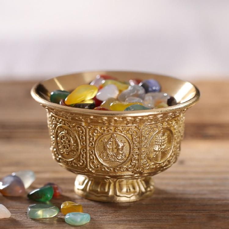 Metal Offering Cup with Eight Auspicious Symbol Tibetan Water Bowl for Household Use Religious Buddhas Decoration