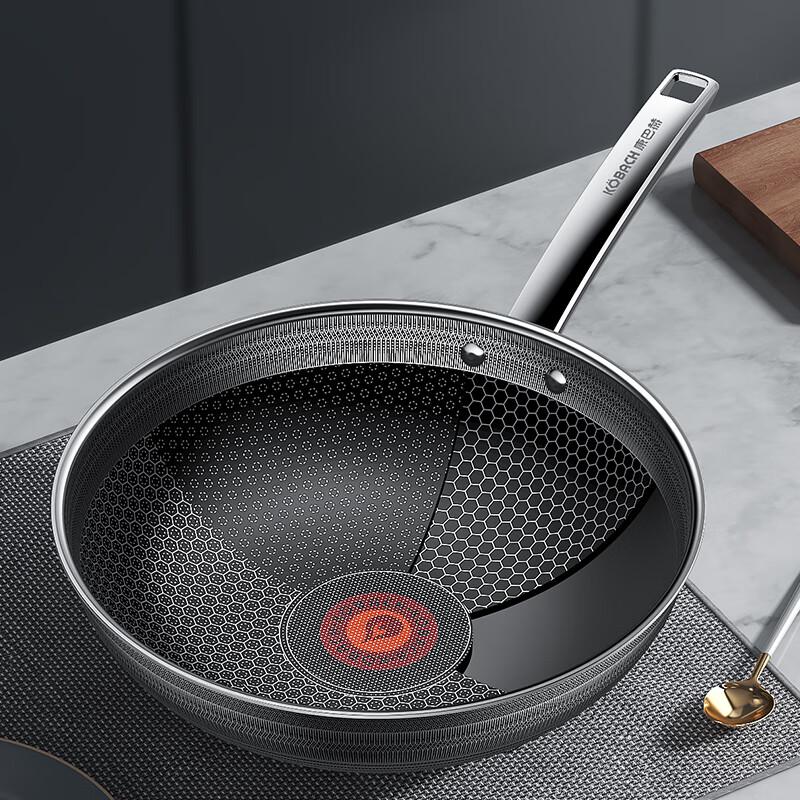 Kangbahe KGH-C32A Red Dot Honeycomb Stainless Steel Wok