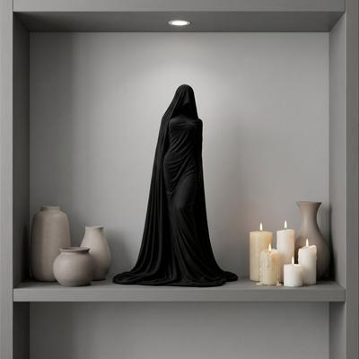 Ghost Girl Cloak Woman Statue 3D Design Character Sculpture Elegant Masked Lady Figurine  Gift