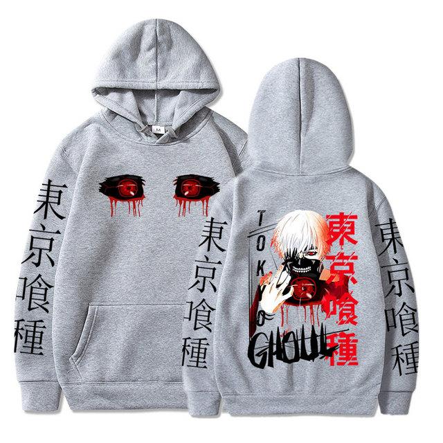 Japanese Anime Tokyo Ghoul Hoodies Manga Kaneki Ken Eyes Printed Pullovers Men Women Casual Long Sleeves Oversized Sweatshirts Unisex Streetwear