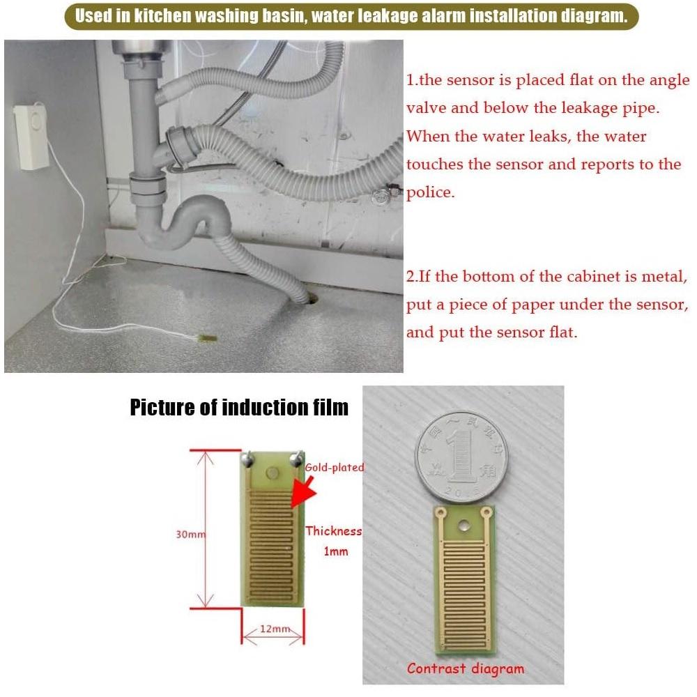 4 PCS Water Leak Alarm Flood Level Overflow Detector Sensor Home Security Alert