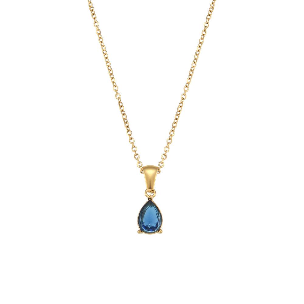 Fashion Water Drop Necklace Trendy Zircon Necklace Pendant Stainless Steel 18k Gold Plated Necklace