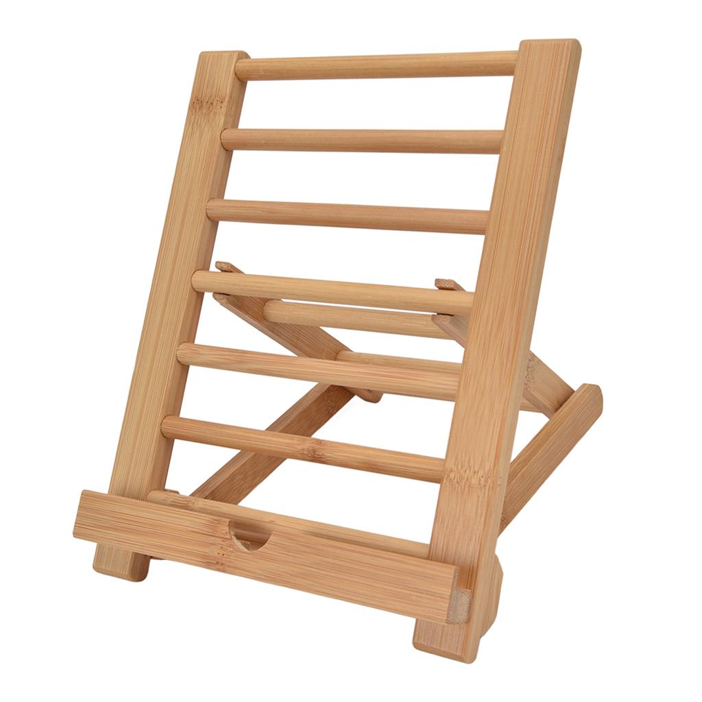 Tablet Stand Bamboo Folding Multi Angle Universal Desktop Tablet Holder for 4 to 13in Phone Book Music Score