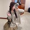 Women's Retro Lace Patchwork Knit Long Sleeve Shirt - 2026 Autumn/Winter Loose Fit