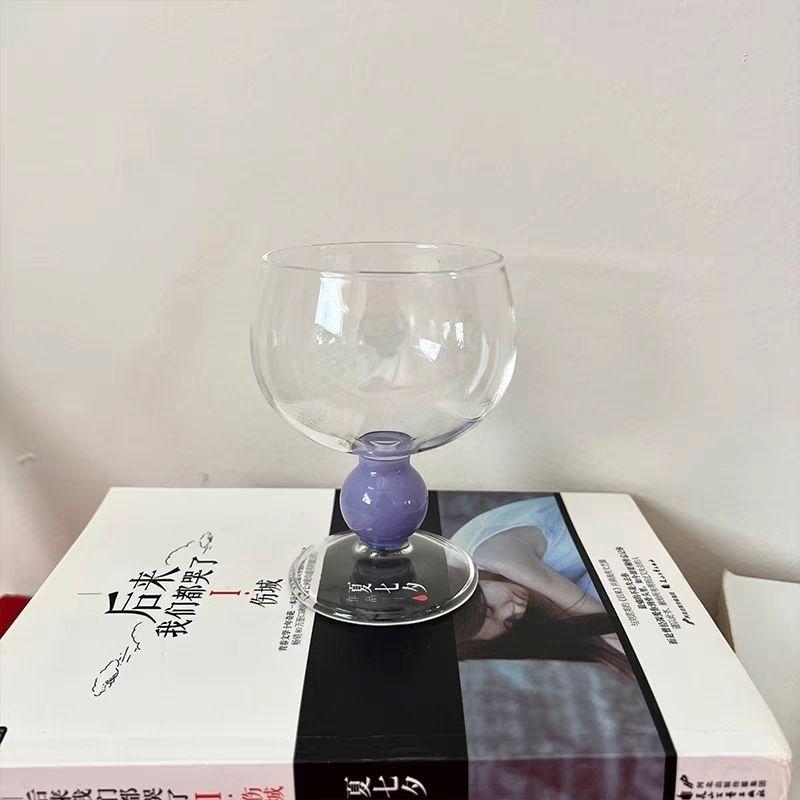 Mint Green Tall Glass Simple Round Red Wine Champagne Cup Creative French Vintage Cold Drink Juice Cup