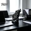 Personalized Creative Table Decor Howl Wolf Sculpture, Gothic Wildlife Home Decor, Howling Statue Figurine Hollow Animal Statues with Rock Base,